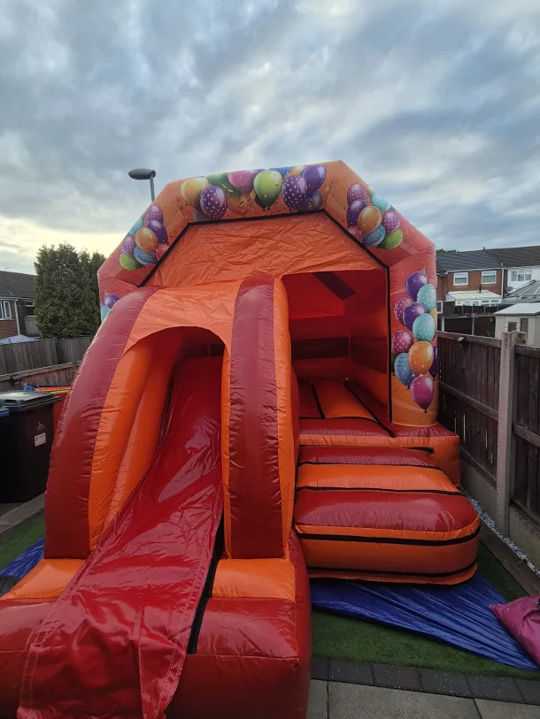 Frozen 12ft X 18ft Orange And Red Front Slide Castle