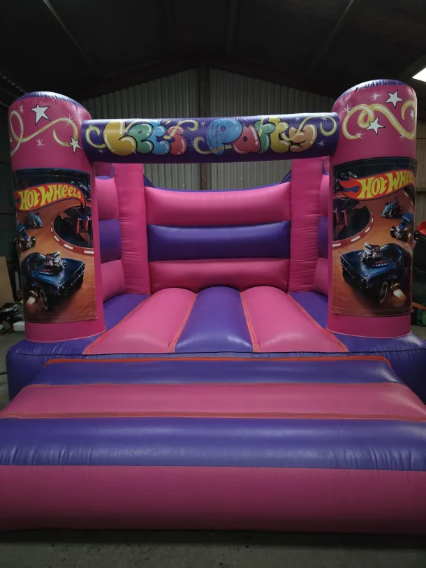 Pink And Purple Hotwheels H Frame Bouncy Castle