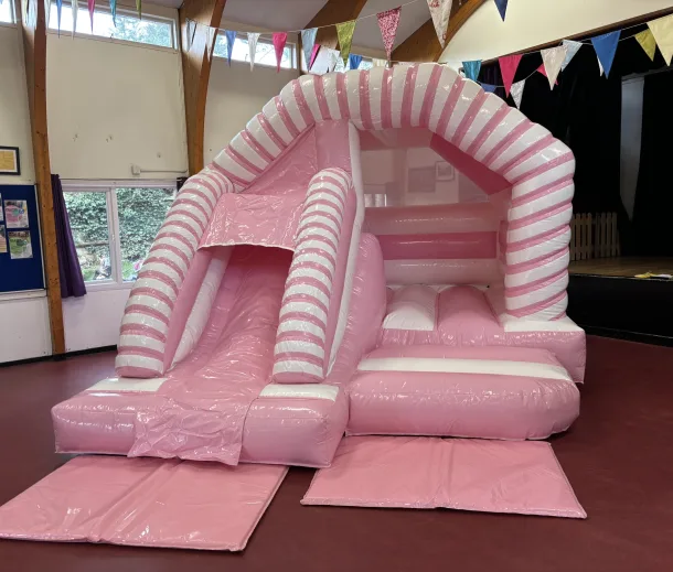 Pink And White Luxury Candy Twist Bouncy Castle With Slide