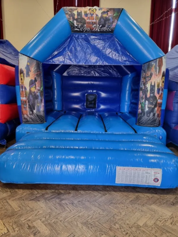 Blue Lego Bouncy Castle