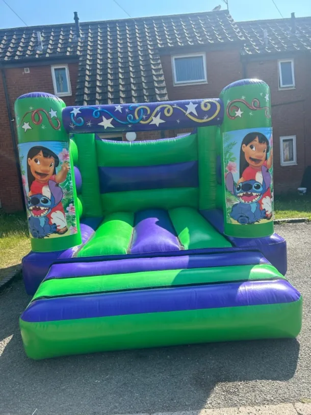 Green And Purple Lilo And Stitch H Frame Bouncy Castle
