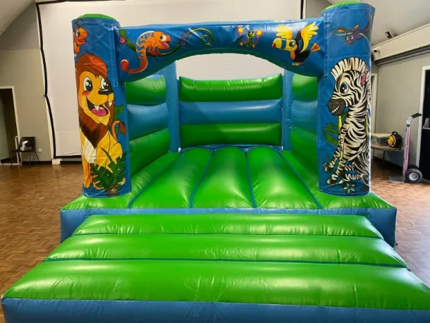 Jungle Green And Blue Low Height Bouncy Castle