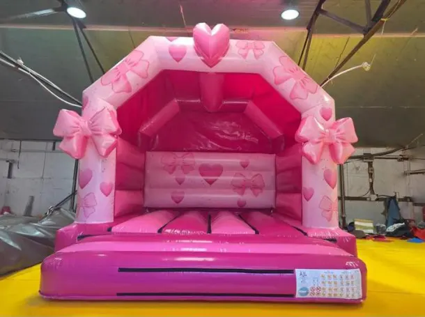 Pink Gloss 3d Love Heart Bouncy Castle