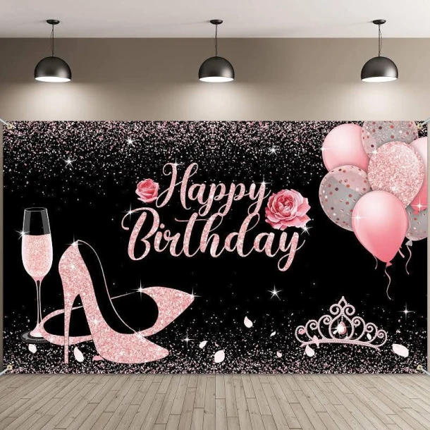 Pink Birthday Photo Backdrop