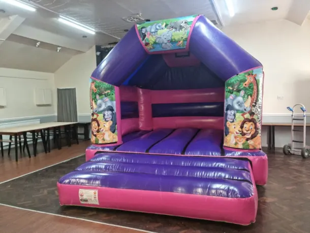 12 X 14ft Jungle Animal Purple And Pink Disco Bouncy Castle