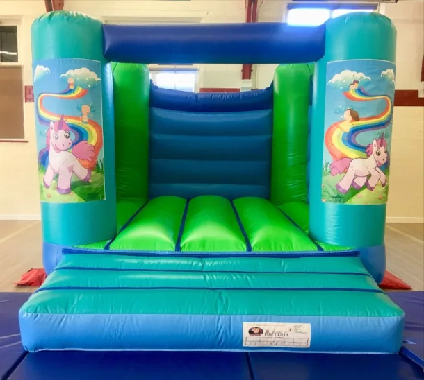 Unicorn Bouncy Castle - Green And Blue