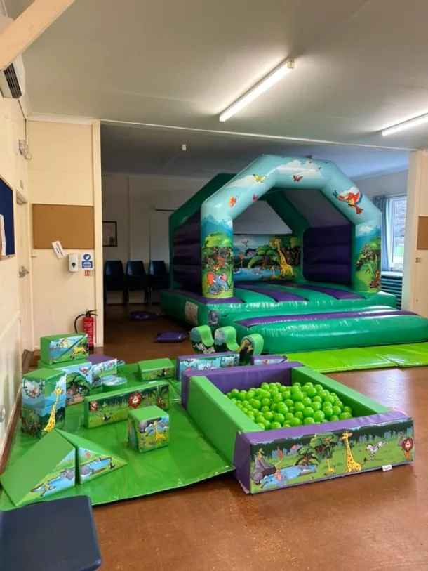 12x12ft Green Jungle Bouncy Castle And Soft Play Package With Ball Pool And Didi Cars