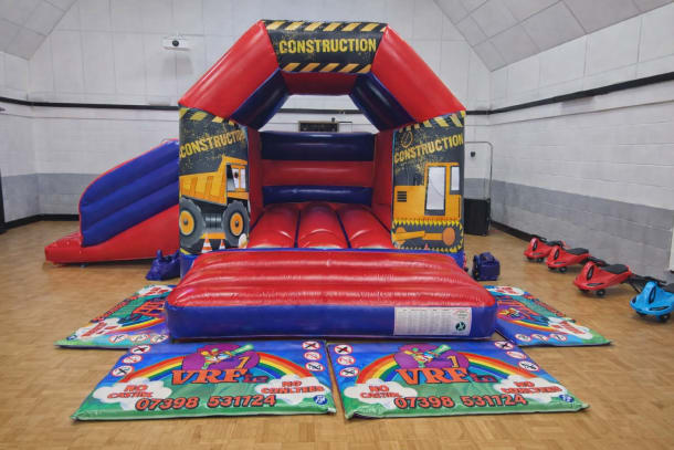 Construction Red And Blue Side Slide Bouncy Castle