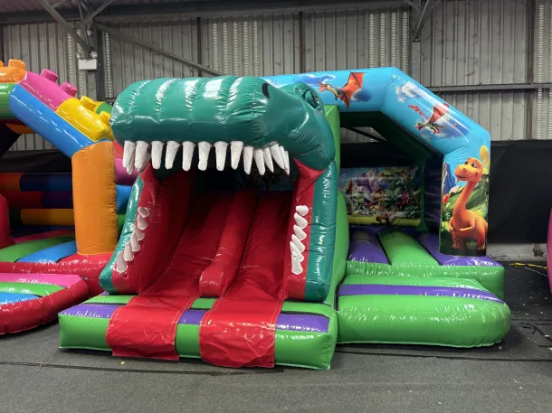 Dinosaur 3d Twin Slide Bouncy Castle