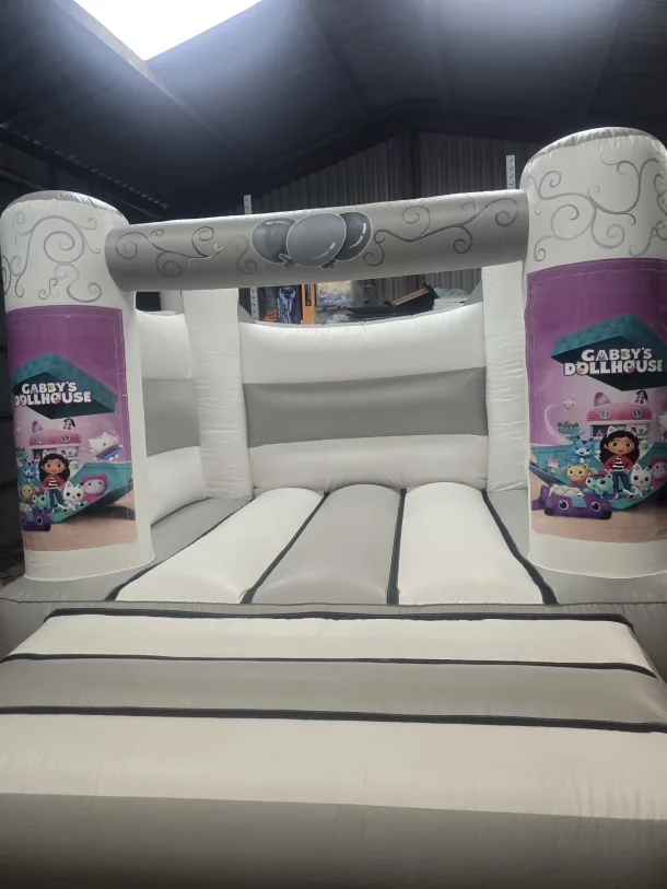 Grey And White Gabby Dolls House H Frame Bouncy Castle