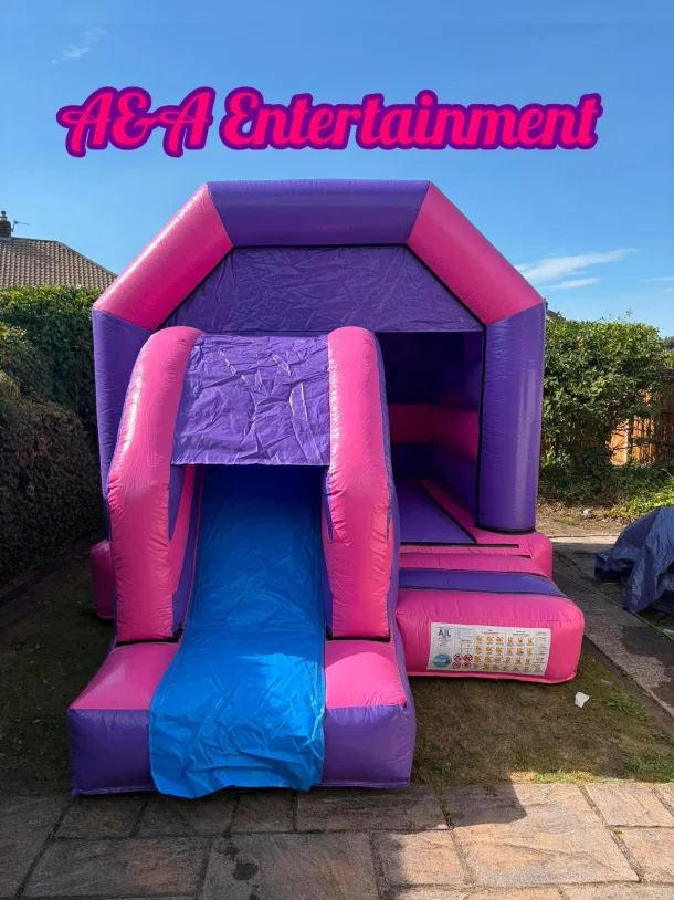 13x17ft Pink And Purple Front Slide Combo Castle