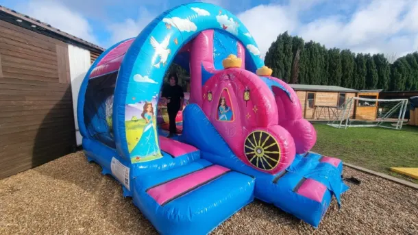 3d Princess Carriage Slide Bouncy Castle