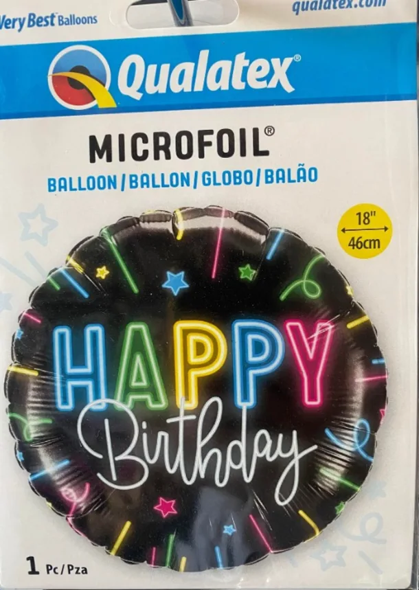 Neon Happy Birthday Helium Balloon