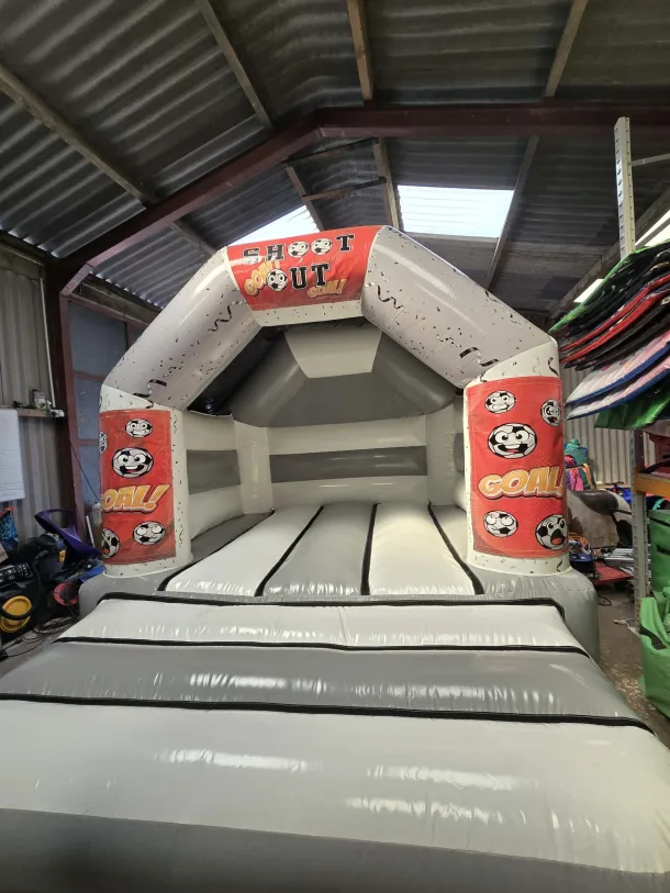 Grey And White A Frame Bouncy Castle Football