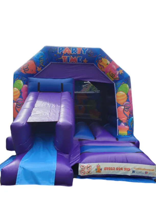 Party Time Castle With Slide - Purple And Blue