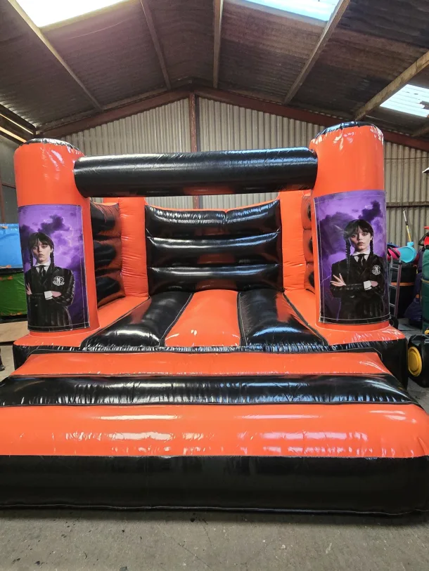 Orange And Black Wednesday Addams H Frame Bouncy Castle