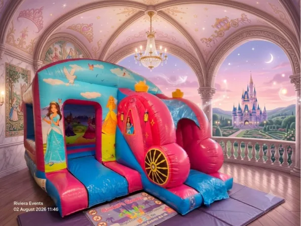 3d Princess Carriage Bouncy Castle Slide