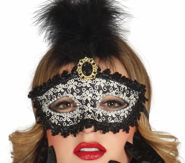 Black Mask With Feather
