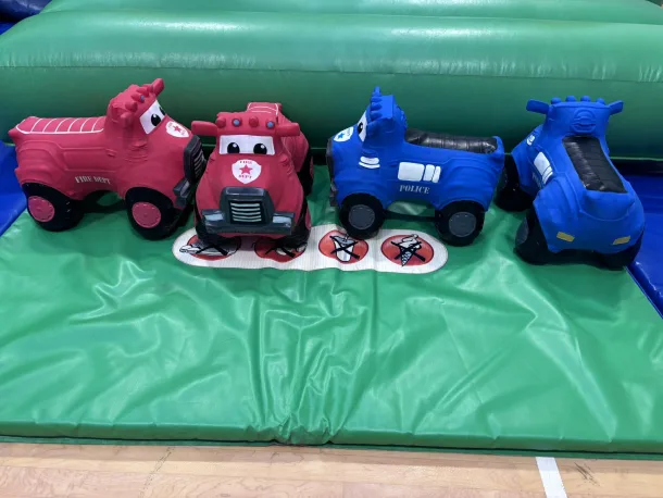 Police And Fire Truck Happy Hoppers X 4  Add On Only Inside Hires Only