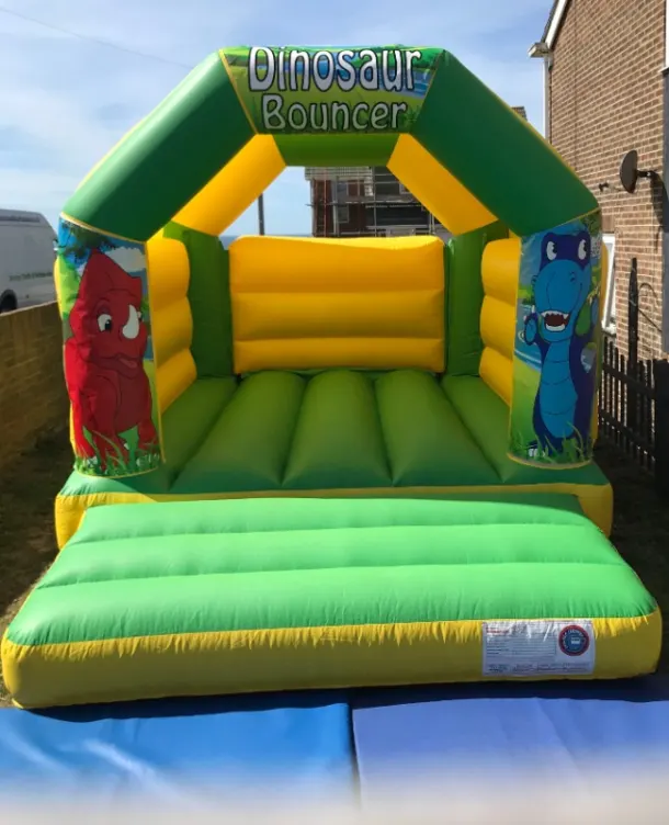 11ft X 15ft Dinosaur Themed Bouncy Castle - Green