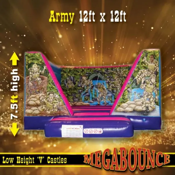 12ft X 12ft Low Height Army Bouncy Castle