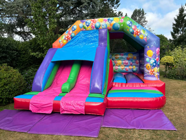 Twin Lane Slide Party Theme Bouncy Castle