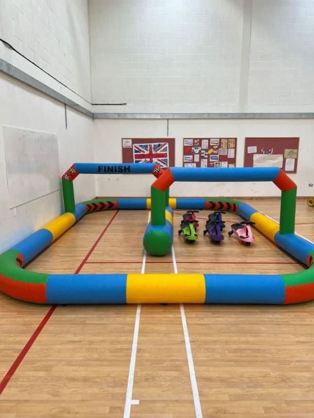 Didi Car Race Track Lets Bounce Devon, Bouncy Castle Hire Children/Adult Castles