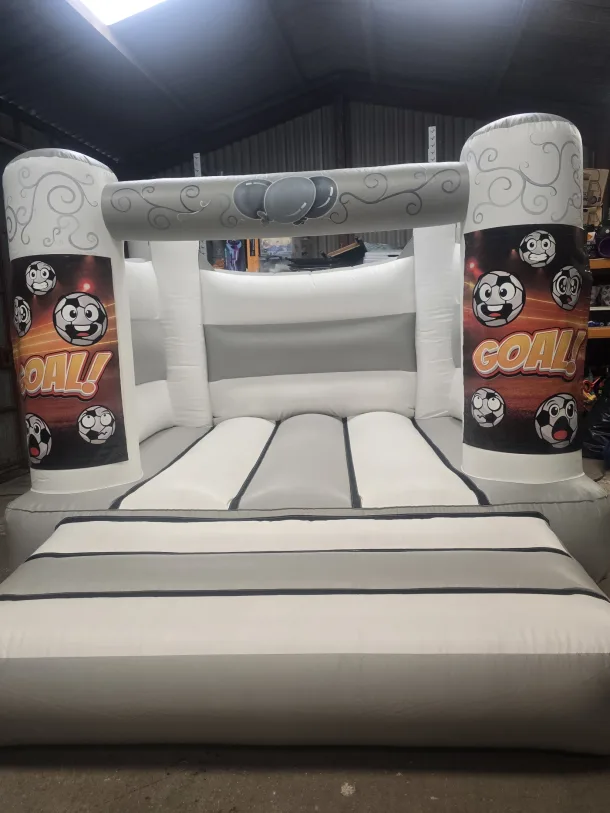 Grey And White Football H Frame Bouncy Castle