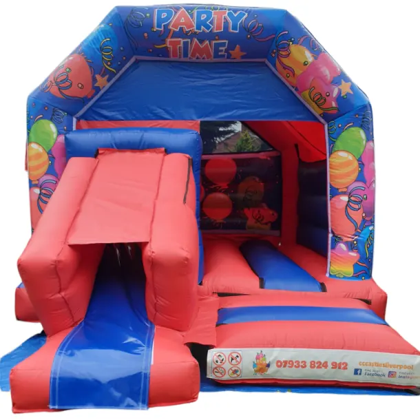 Party Time Castle With Slide - Red And Blue