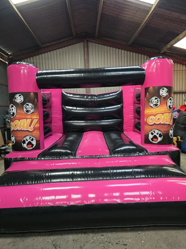Pink And Black Football H Frame Bouncy Castle