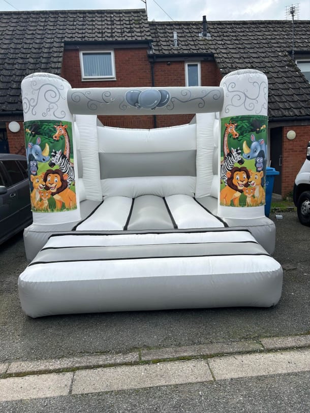 Grey White Jungle Bouncy Castle