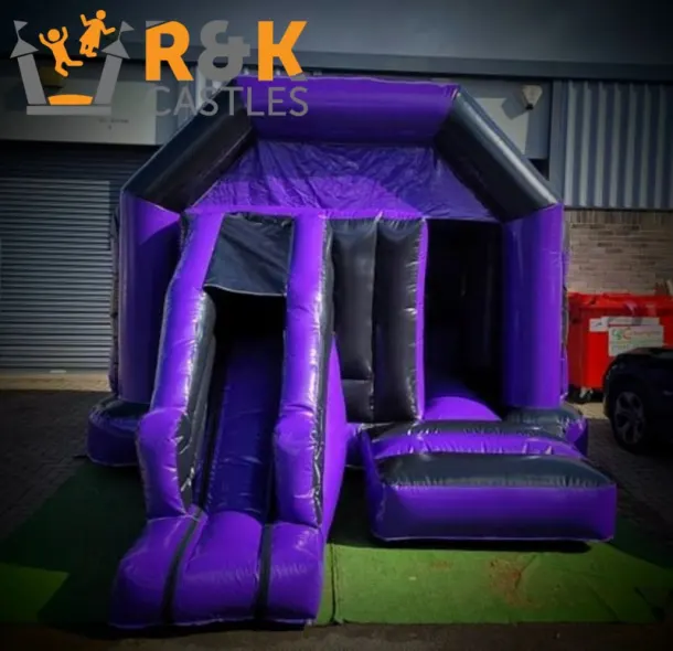 14x12ft Purple And Black Front Slide Combi Slide And Bouncy Castle