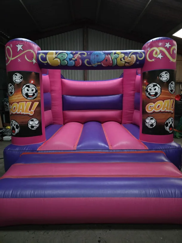 Pink And Purple Football H Frame Bouncy Castle