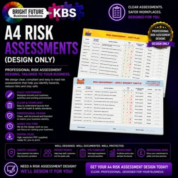 A4 Risk Assessments - Design Work Only - Not Printed