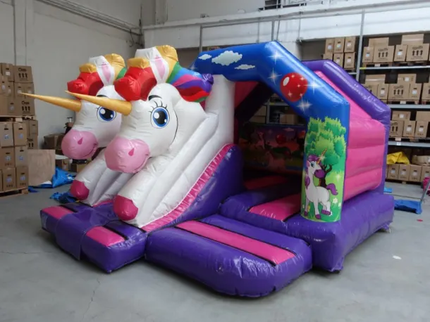 3d Unicorn Combi Castle With Front Facing Slide