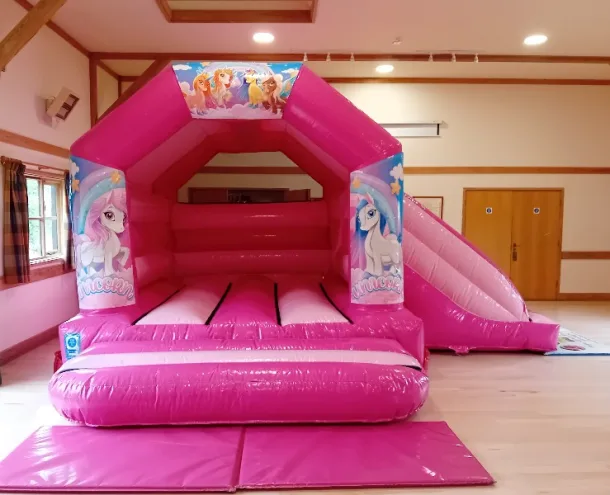 Pink Side Slide Combo Bouncy Castle Unicorn Theme