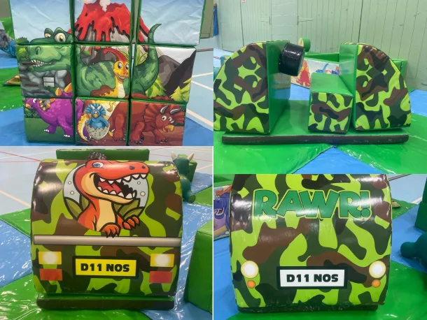 Dino 9pc Puzzle Blocks And Rawrsome Soft Jeep