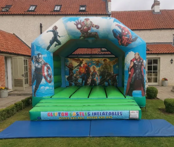 Marvel Superhero Bouncy Castle Hire In Nottingham 13ft X 13ft Inflatable