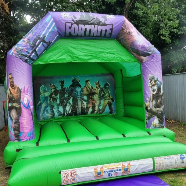 Green 12ft X 12ft Fortnite Bouncy Castle