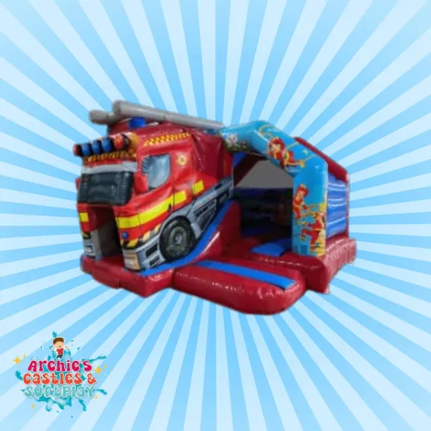 3d Firetruck Bouncy Castle