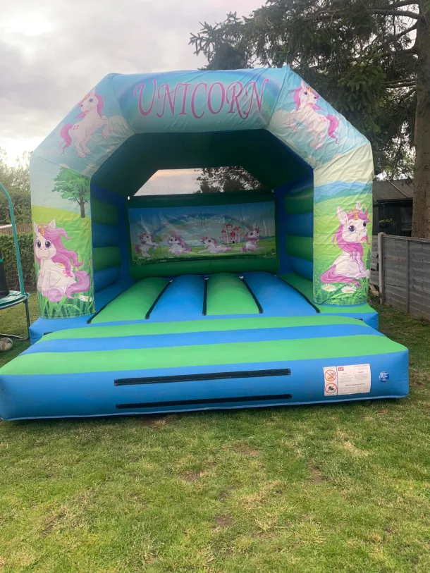 Unicorn Green And Blue Bouncy Castle