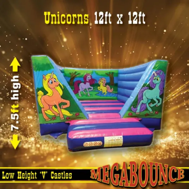 12ft X 12ft Low Height Unicorns Bouncy Castle