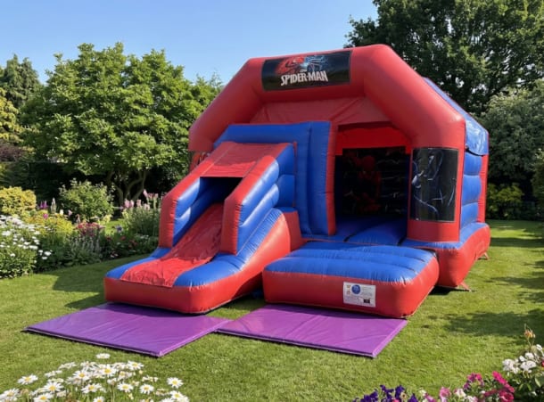Red And Blue Combo Castle - New Spiderman Theme