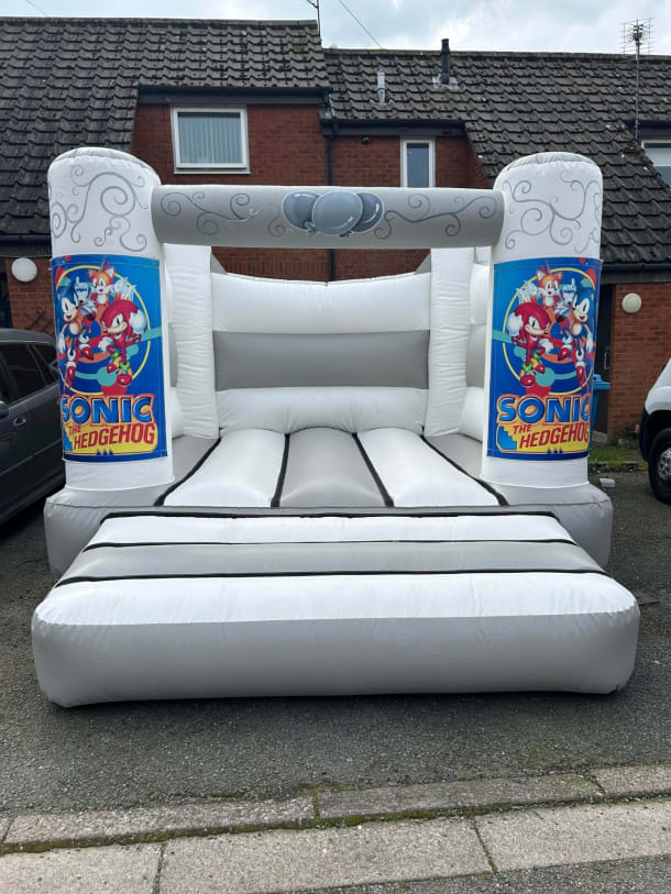 Grey White Sonic Bouncy Castle