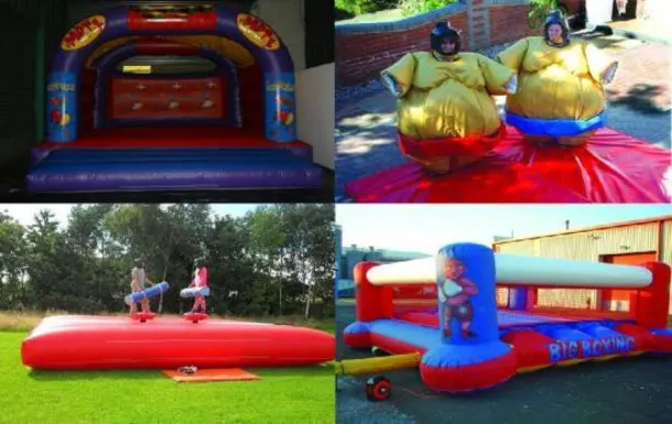 20ft X 20ft Gladiator Duel & 20ft X 20ft Boxing Ring & 8ftx 8ft Matsadult Sumo Suits & 18ft X 18ft Party Party Castle