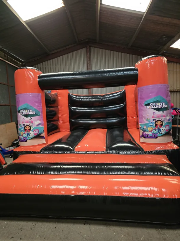 Orange And Black Gabby Dolls House H Frame Boncy Castle