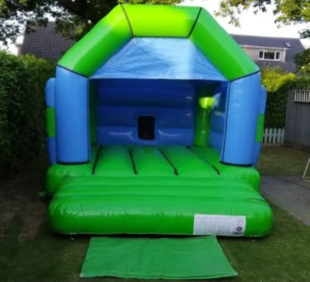 Plain Green And Blue Bouncy Castle