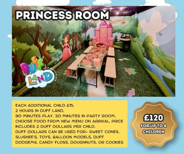Duff Land Party Bookings - Princess Room Party