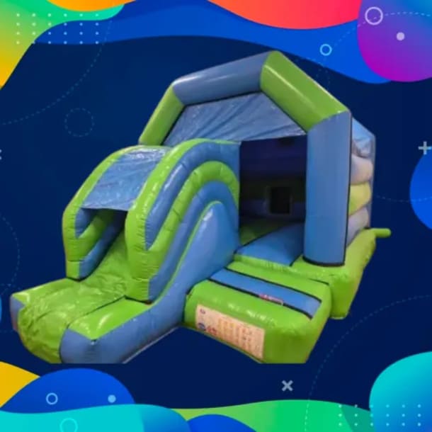 Green And Blue - Bouncy Castle With Slide 12ft X 18ft