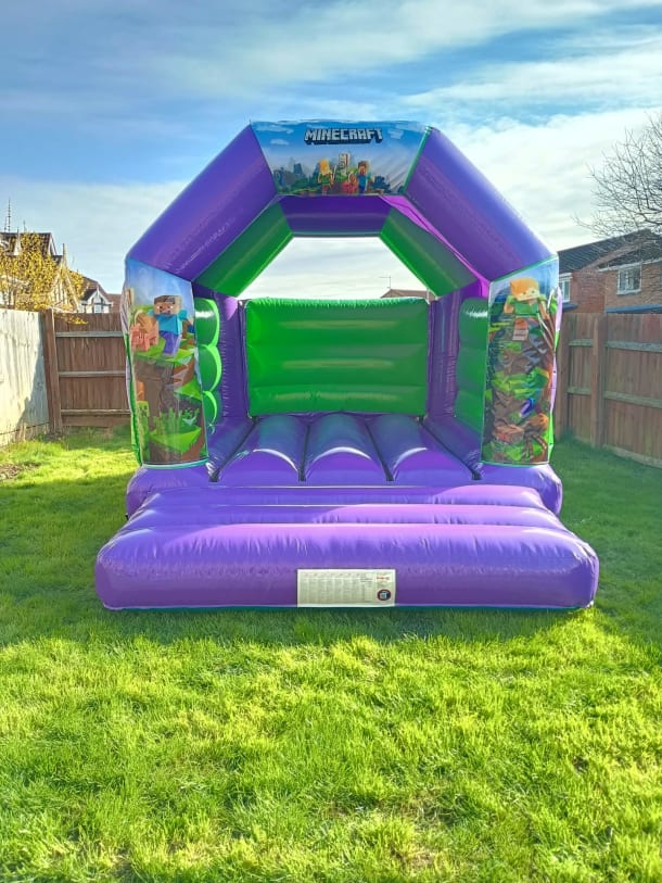 Green Minecraft Themed Bouncy Castle